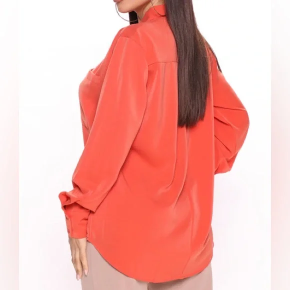 CEO Of Slaying Orange Button Down Top - Picture 2 of 5